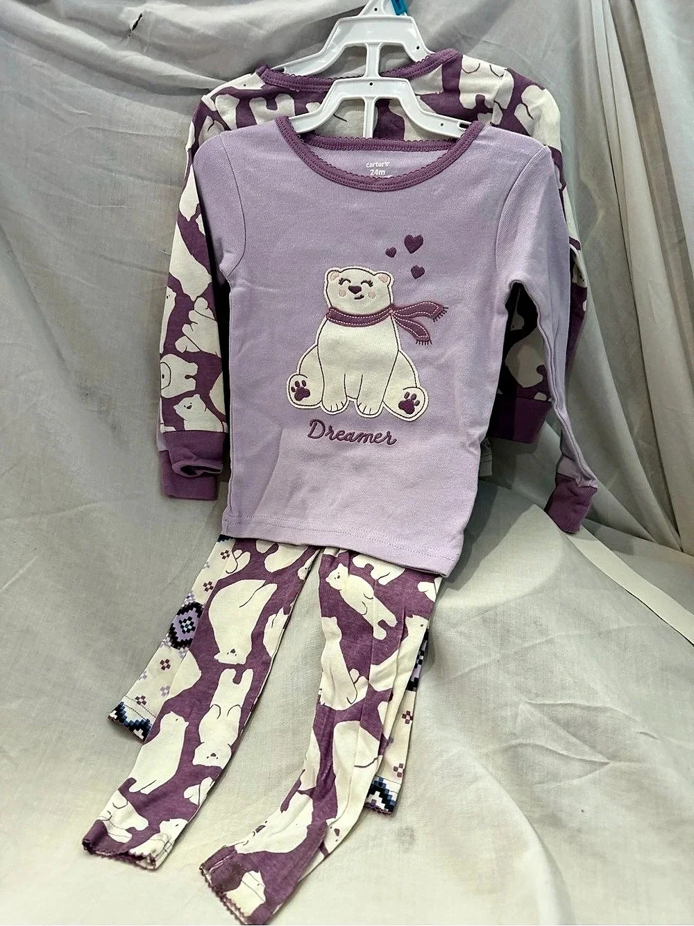 Carter's 4-Piece Animal Pajama Set Purple & White 24M NWT